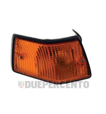 Freccia posteriore sinistra SIEM, vetro arancio, cornice nera per Vespa PX125-200/ P200E/ MY/ T5