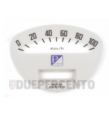 Quadrante contachilometri PIAGGIO 100km/h, bianco per Vespa SS50/ SS90/ Primavera/ ET3/ 125 VMA/ Super/ SprintV/ GTR/ TS/ Rally