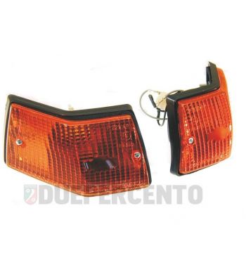 Coppia frecce posteriori CIF, vetro arancione, cornice nera per Vespa PX125-200/ P200E/ MY/ T5