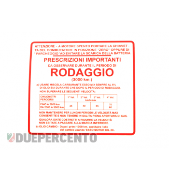 Adesivo "RODAGGIO" per Vespa 150 GS