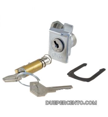 Kit serrature bauletto e bloccasterzo ZADI, l=38 mm, chiave in plastica, guida: 6mm per Vespa 50R/ ET3/ Primavera/ PX 125-200/ Lusso/ P200E