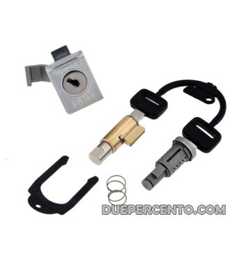 Kit serrature bauletto e bloccasterzo ZADI, l=39 mm, chiave in plastica, guida: 4mm per Vespa 50N/L/S/ Special/ Primavera/ET3/ 125 GT/ Sprint/ TS/ GTR/ Super/ 150 Sprint/ V./ Rally
