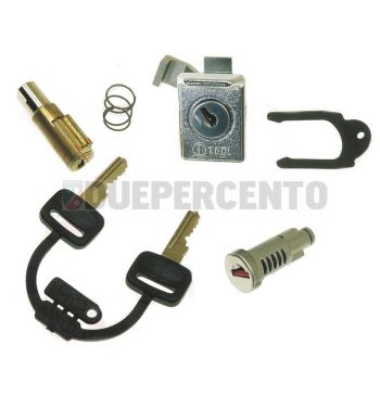 Kit serratura bloccasterzo/bauletto/sella, ZADI guida 6mm per Vespa PX125-200-E/ Lusso 1°/ P150S/ P200E
