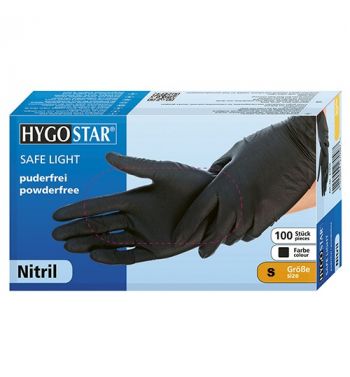 Guanti HygoStar Safe Light, nero, unisex, misura: S, Nitril, 100 pezzi