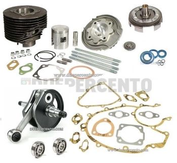 Tuning kit POLINI 130cc RACING in GHISA, con albero MAZZUCCHELLI cono 20. rapporti 27/69 per Vespa 50/ 50 Special/ ET3/ Primavera/ PK50-125