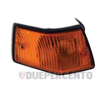 Freccia posteriore sinistra SIEM, vetro arancio, cornice nera per Vespa PX125-200/ P200E/ MY/ T5