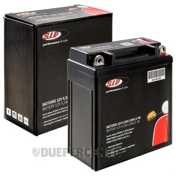 Batteria SIP 12V/5.5Ah, 12N 5,5-3B per Vespa PK50XL FL/ N/ PX125-200E/ Lambretta DL/GP/150 LI 3°