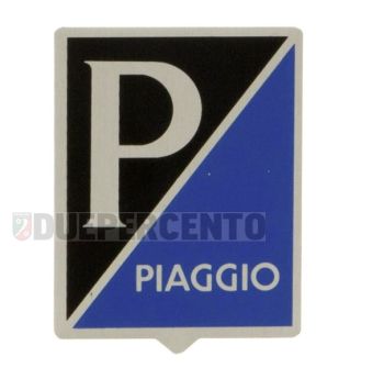 Stemma quadro "PIAGGIO" 37x47 mm, alluminio, blu scuro, da incollare per Vespa 125 GT/ Sprint/ Super -> 1967 / 150 VBA/ VBB/ GL/ GS VS5/ -> 1967 / 160 GS/ 180 SS