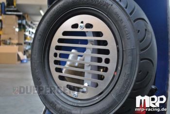 Porta flaconi - tanica, MRP inox, per ruota di scorta Vespa 50/ 50special/ Primavera/ GT/ GL/ Sprint/ VBA