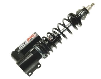 Ammortizzatore anteriore CARBONE HITECH "HTR", BLACK EDITION, corpo nero, molla nera per Vespa PX125-200/ P200E/ Arcobaleno/ `98/ MY/ `11/ T5