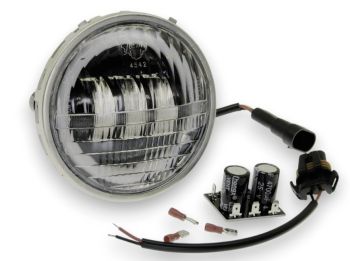 Fanale anteriore completo Ø 105 mm led, SIEM "Angel Eyes" per Vespa 50 N/ S/ R /L V5A1