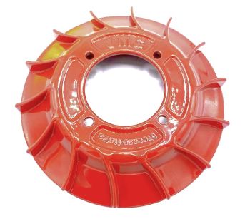 Ventola volano VMC in alluminio pressofuso, rosso arancio, 14 alette per accensione VMC