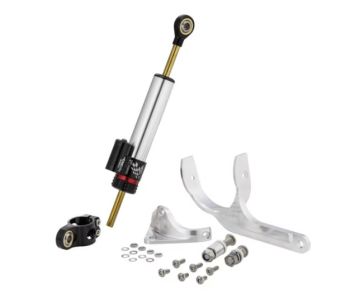 Ammortizzatore sterzo CTP nero/ argento incluso supporto per Vespa PX125-200E Lusso/​'98/​MY