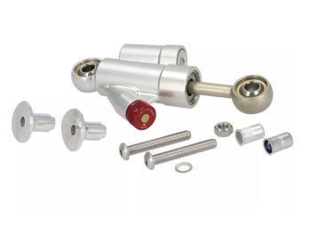 Ammortizzatore sterzo STD colore alluminio, incluso supporto per Vespa 125 GTR/​150 Sprint V/ 180-200 Rally