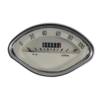 Contachilometri RMS CLASSIC, 100km/h, fondo beige per Vespa GT/ VBA/ VBB/ GL/ GS/ Sprint/ 160GS/ 180SS