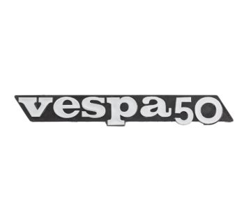 Targhetta laterale "Vespa 50" nera per cofano sinistro per Vespa PK 50 XL FL/​HP