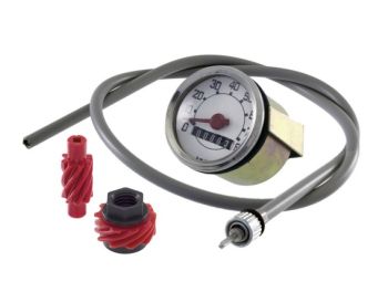 Contachilometri Ø=52mm RMS Classic scala 80km/h, con cavo e ingranaggio per Vespa 50 N/​L/​R/​S/​90