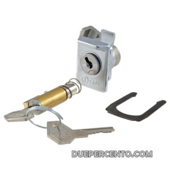 Kit serrature bauletto/bloccasterzo ZADI, l=38 mm, chiave in metallo, guida: 6mm per Vespa 50R/ ET3/ Primavera/ PX125-200/ Lusso/ P200E