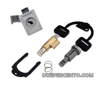 Kit serratura bloccasterzo/bauletto/sella, ZADI, guida 4mm per Vespa PX125-200-E/ Lusso 1°/ P150S/ P200E
