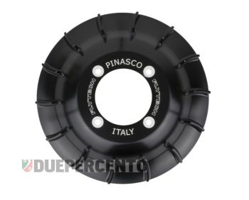 Ventola volano PINASCO in alluminio nero lucido, cnc, per accensione PINASCO FLYTECH per Vespa PX125-200 / P200E / 180-200 Rally/ Cosa/ Sprint /GT/ GTR/ T5