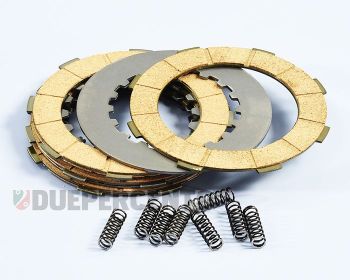 Dischi frizione POLINI per frizione 8 molle, 4 dischi sughero, 4 infradischi, 8 molle rinforzate per Vespa PX125-200/ GTR/ TS P200E/ Cosa200/ Rally180-200/ T5