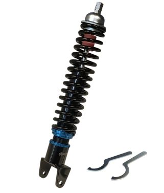 Ammortizzatore posteriore POLINI, corpo nero, molla nera, per Vespa 50/ 50 special/ ET3/ Primavera