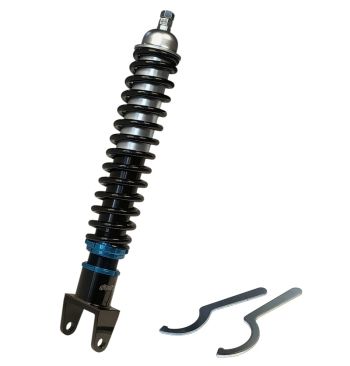 Ammortizzatore posteriore POLINI, corpo nero, molla nera, per Vespa PX125-200/ P200E/ Rally 180-200/ T5/ GTR/ TS/ Sprint
