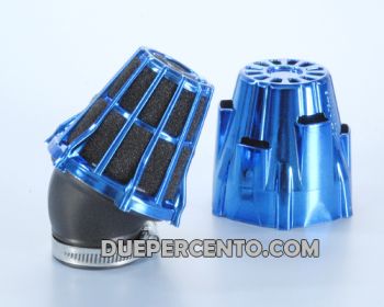Filtro aria da competizione POLINI 30°, collegamento: 46mm, blu metallico per carburatore CP POLINI