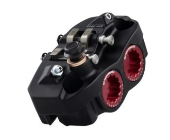 Pinza freno SIP RADIAL 4 pistoncini, interasse fori 82mm, nero/rosso per freno a disco GRIMECA / PIAGGIO per Vespa PX '98/ MY/ '11