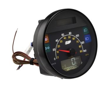 Contachilometri e contagiri SIP 2.1, "Lusso Style" Ø=105mm, fondo grigio per Vespa PX125-150-200/ Arcobaleno/ '98/ MY