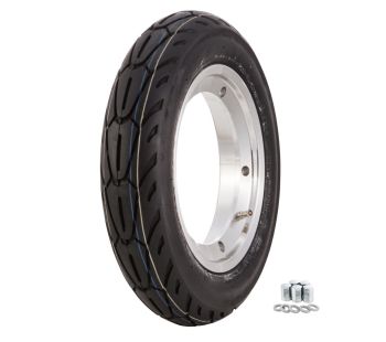 Ruota completa Unidirezionale SIP Performer, 3.00-10 con cerchio tubeless SIP 2.10-10" alluminio lucido per Vespa Smallframe