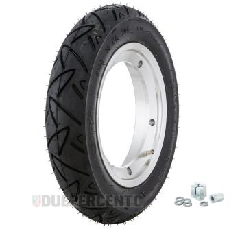 Ruota completa posteriore CONTY TWIST, 3.00-10" con cerchio tubeless SIP 2.10-10" alluminio lucido per Vespa Smallframe