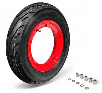 Ruota completa SIP PERFORMER 2.0, 3.00-10, con cerchio tubeless 2.0 SIP PERFORMANCE 2.10-10 rosso per Vespa Smallframe