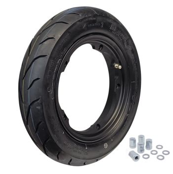 Ruota completa Unidirezionale KENDA K711 3.00-10, con cerchio tubeless VMC 2.10-10 nero opaco per Vespa Smallframe