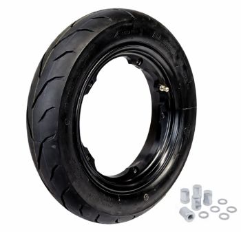 Ruota completa Unidirezionale KENDA K711 3.00-10, con cerchio tubeless VMC 2.10-10 nero lucido per Vespa Smallframe