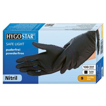 Guanti HygoStar Safe Light, nero, unisex, misura: S, Nitril, 100 pezzi