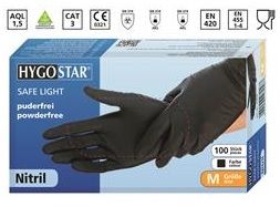 Guanti HygoStar Safe Light, nero, unisex, misura: L, Nitril, 100 pezzi