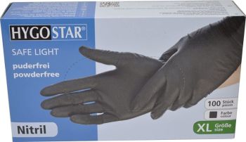 Guanti HygoStar Safe Light, nero, unisex, misura: XL, Nitril, 100 pezzi