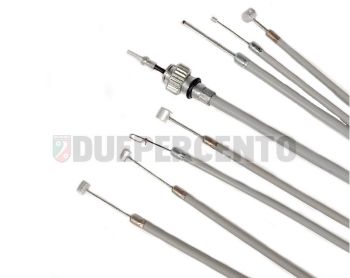 Kit cavi e guaine grigie in teflon per Vespa P125-150X/PX125-200E/ Lusso 1°/ P150S/ P200E Prima serie