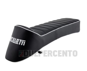 Sella Ancelotti, nera, scritta bianca per Lambretta 125 LI/​Special/​GP/​DL/​150 LI/​Special/​SX/​GP/​175 TV/​200 TV/​SX/​GP/​DL