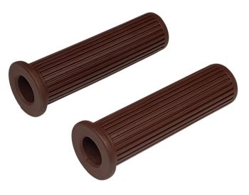 Coppia manopole marroni ARIETE Ø 24/24 mm, l=130 mm per Vespa PX125-200/P200E/ Arcobaleno/ Lusso/ T5