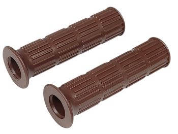 Coppia manopole marroni ARIETE Ø 24/24 mm, l=120 mm per Vespa 50/ 50 Special/ ET3/ Primavera