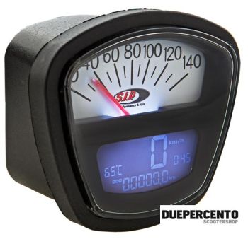 Contachilometri e contagiri SIP 2.0 per Lambretta DL/GP/LI /SX/TV - 140 (km/h/mph) / 14.000 (Umin/rpm), FONDO BIANCO